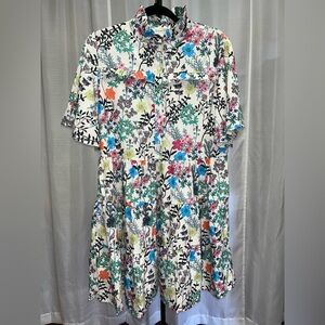 SundayUp floral half button dress | size Large